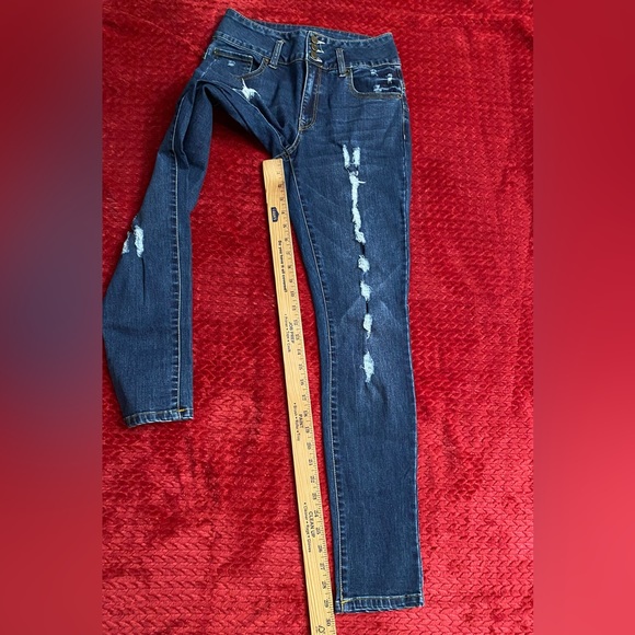 BoomBoom Jeans Women’s Blue High Rise Skinny Stretch Denim Distressed 5/27 - Picture 7 of 15